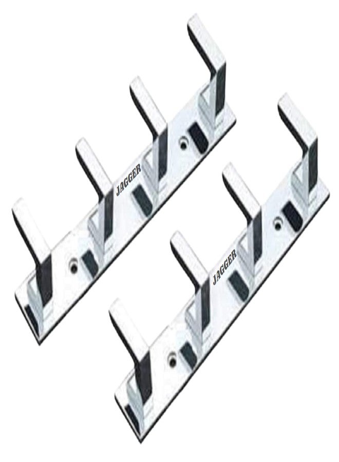 JAGGER خطافات جدارية من الفولاذ المقاوم للصدأ من JAGGER JAG332 لتعليق الملابس/المناشف/حلقات المفاتيح/خطافات الأبواب/قضبان التعليق/خطافات الحمام [عبوة من قطعتين] (فضي، علاقة بأربعة خطافات) - Image 1